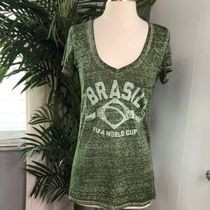 Brasil FIFA World Cup Green Scoop Neck Women's Tee